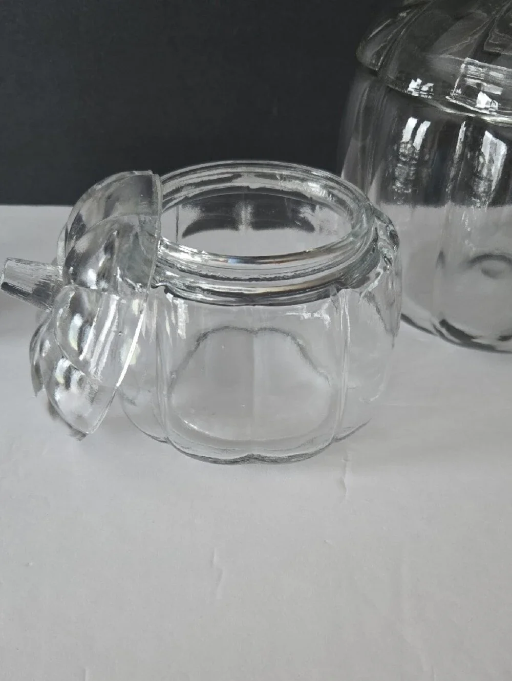 Robert Stanley Clear Glass Pumpkin Shaped Cannister Jars with Lids - Set of 2